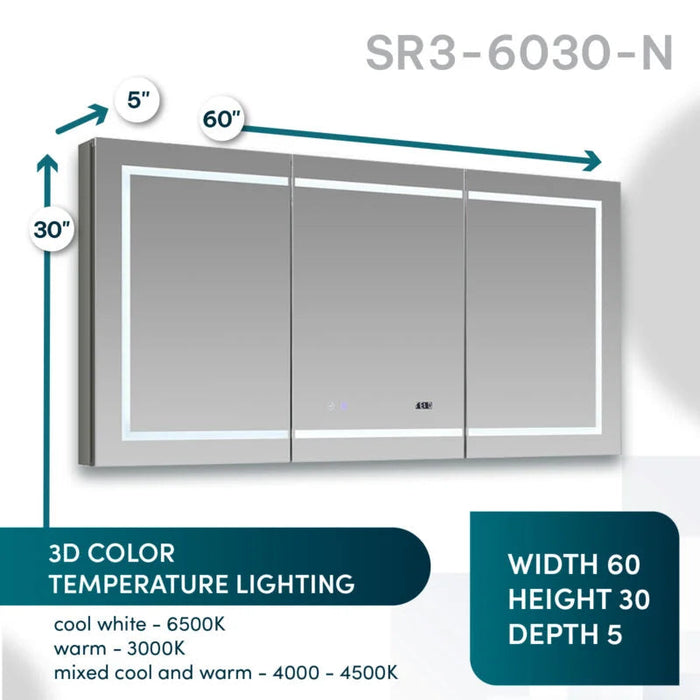 Aquadom Signature Royale 60'' × 30'' LED Lighted Medicine Cabinet