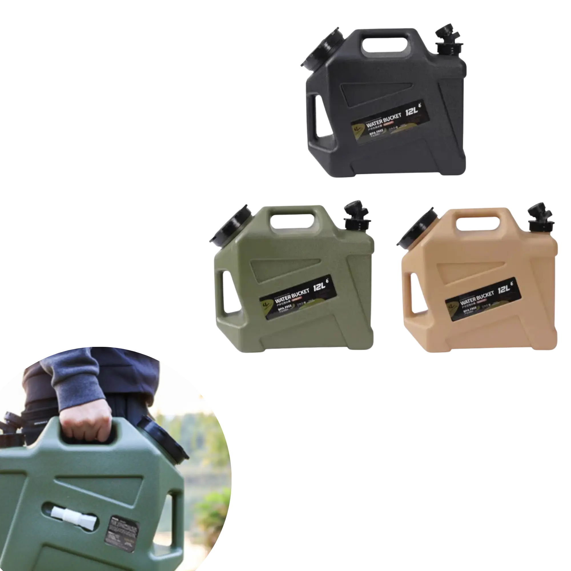 Seau de stockage d'eau pour le camping en plein air, grand réservoir de stockage d'eau pour la maison, seau en plastique de catégorie alimentaire avec robinet, seau potable.