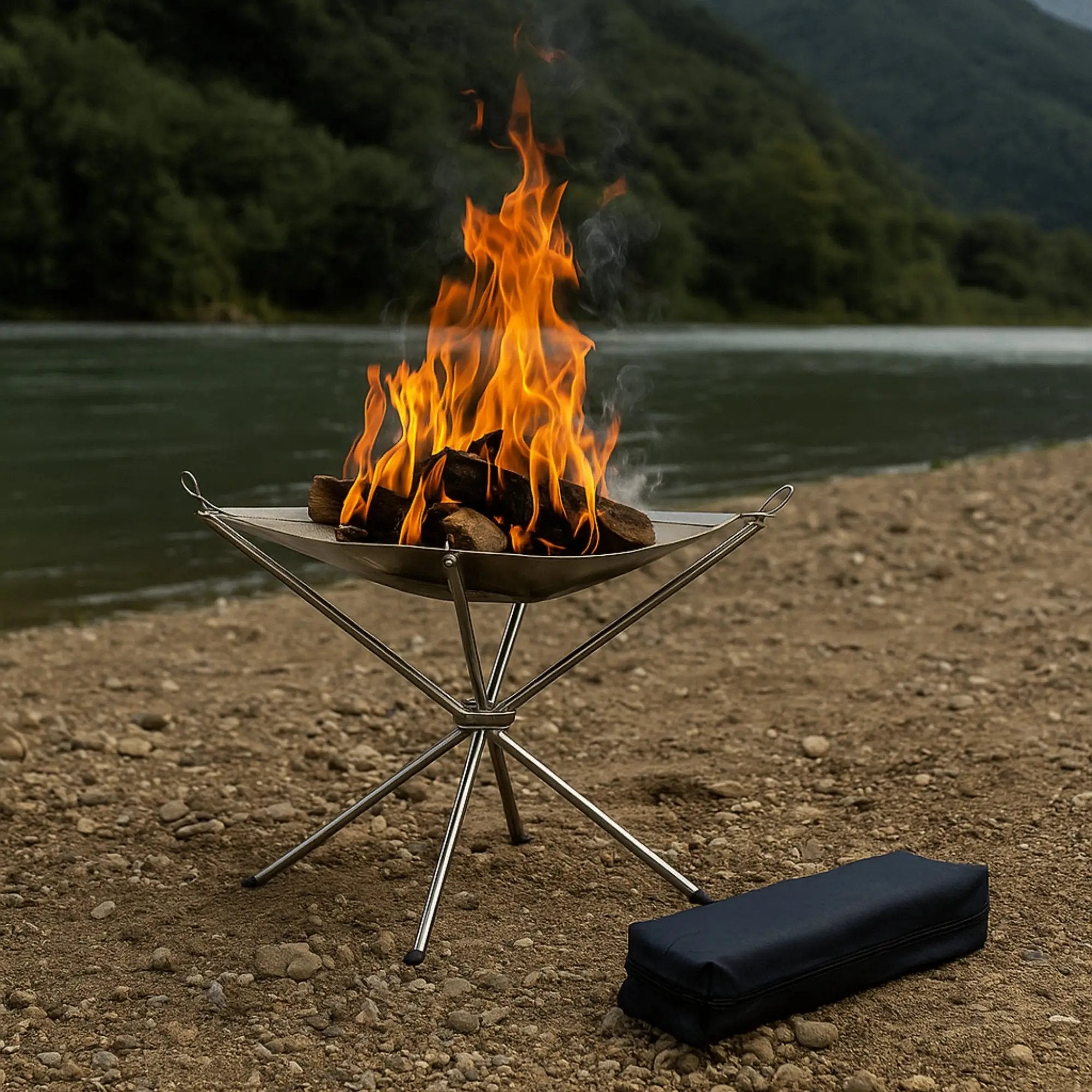 brasero camping pliable nomade feu camp table cuisson securite acier  (13)