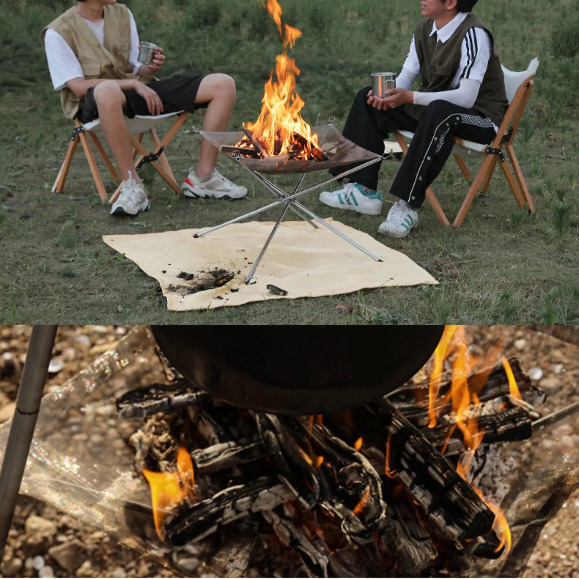 brasero camping pliable nomade feu camp table cuisson securite acier  (13)