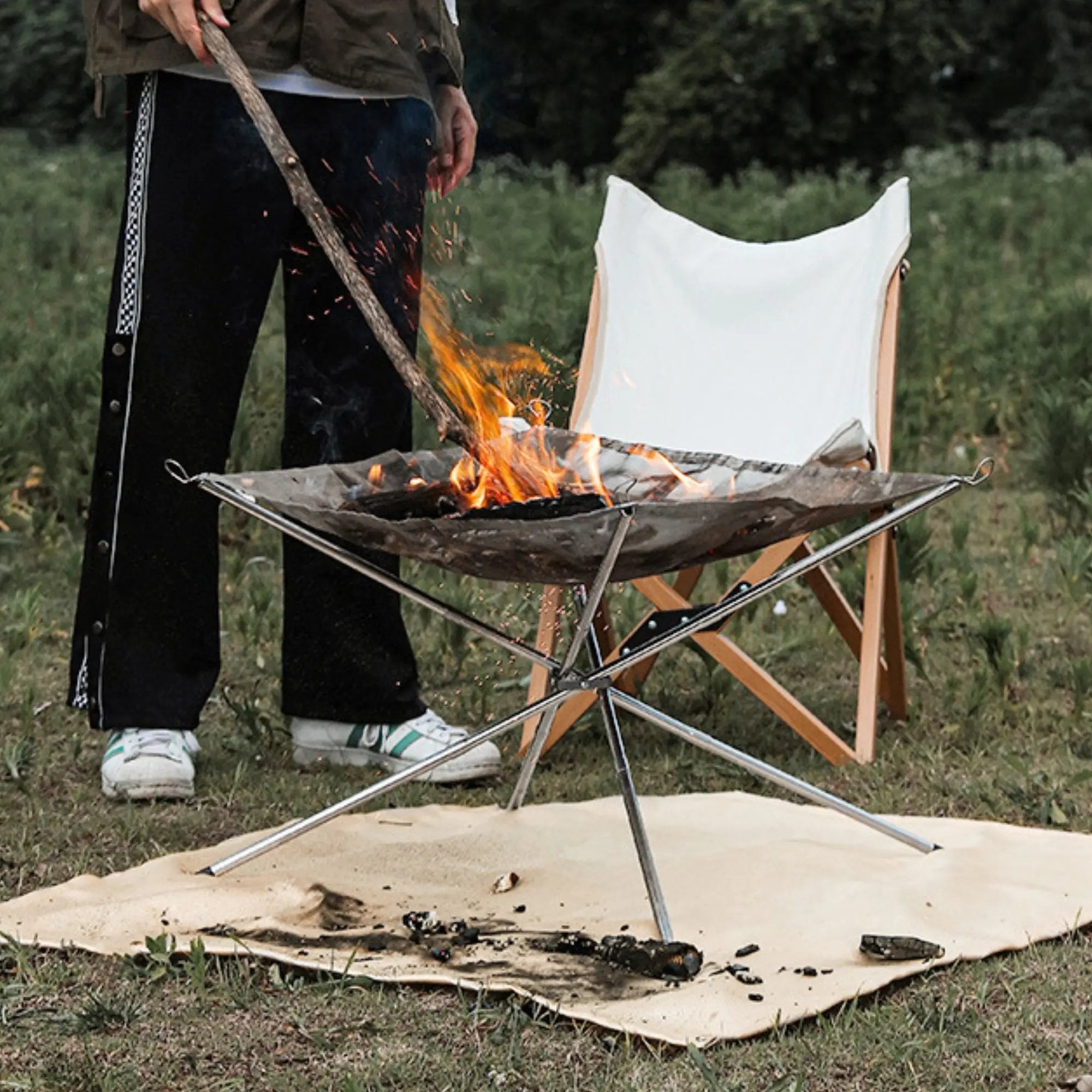 brasero camping pliable nomade feu camp table cuisson securite acier  (13)