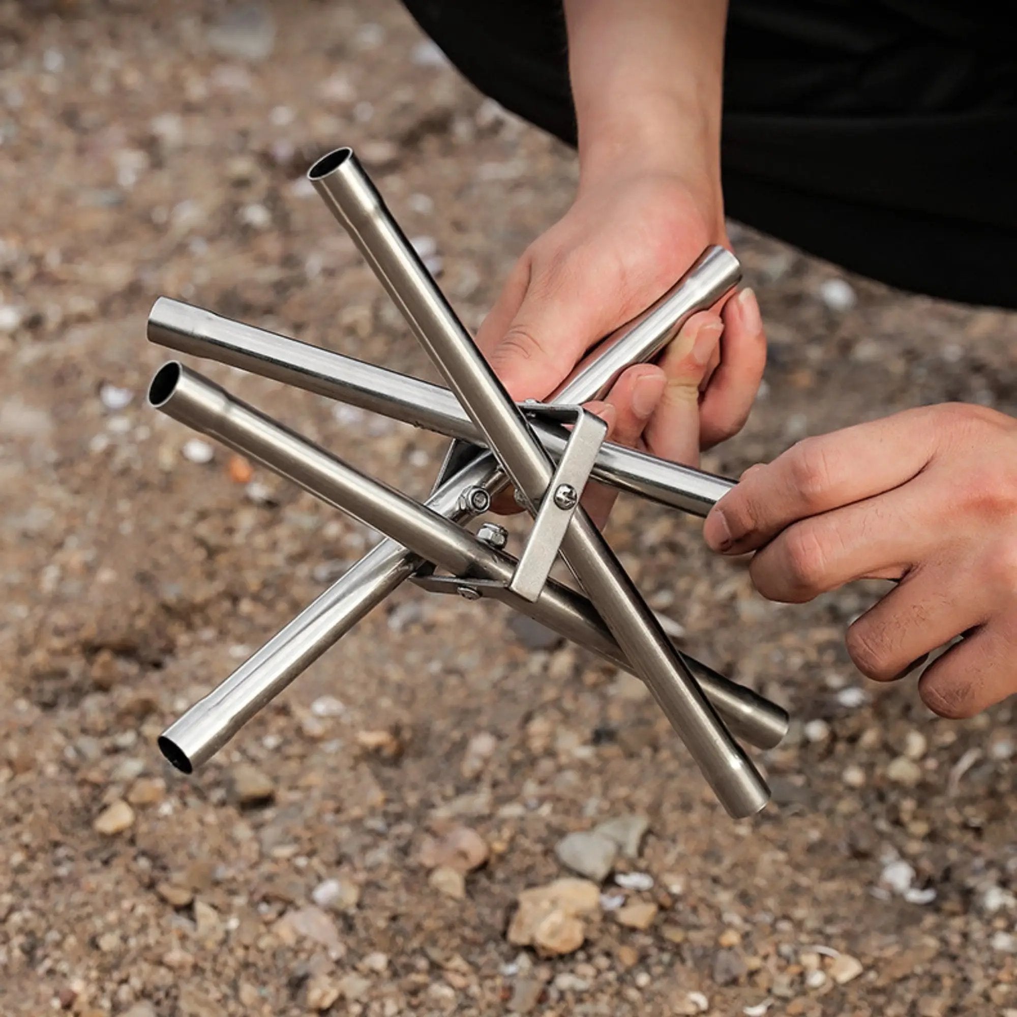 brasero camping pliable nomade feu camp table cuisson securite acier  (13)