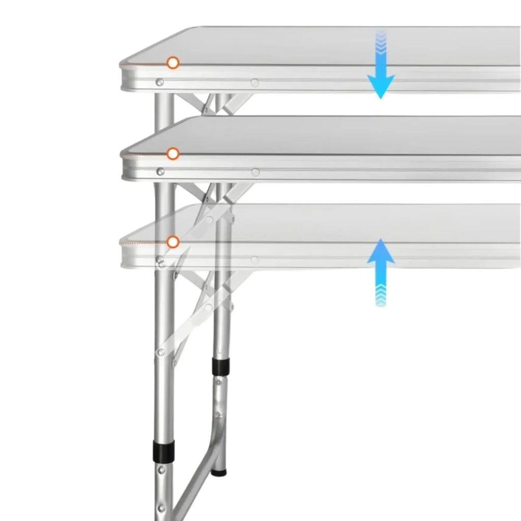 Table cuisine camping hauteur réglable structure en X