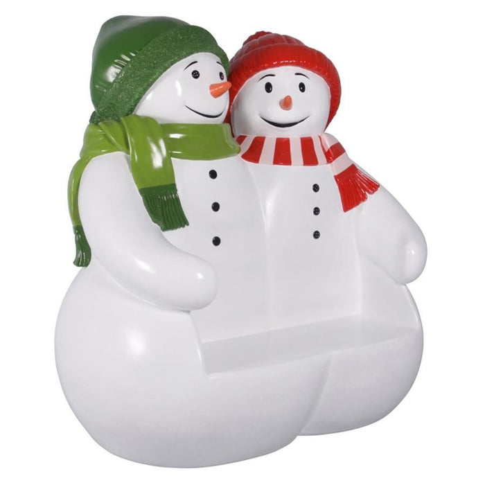 Design Toscano Powder Pals Holiday Snowman Photo Op Sculptural Bench NE160250