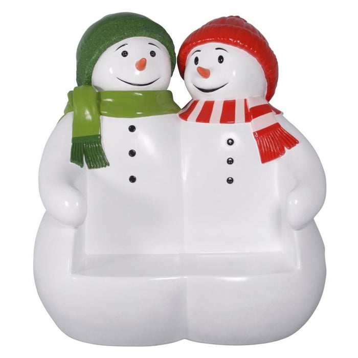 Design Toscano Powder Pals Holiday Snowman Photo Op Sculptural Bench NE160250