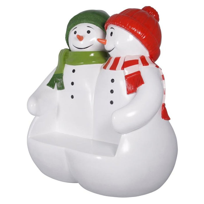 Design Toscano Powder Pals Holiday Snowman Photo Op Sculptural Bench NE160250