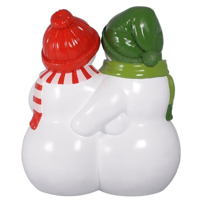 Design Toscano Powder Pals Holiday Snowman Photo Op Sculptural Bench NE160250
