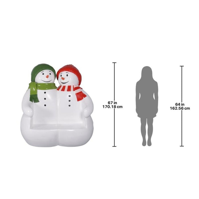 Design Toscano Powder Pals Holiday Snowman Photo Op Sculptural Bench NE160250