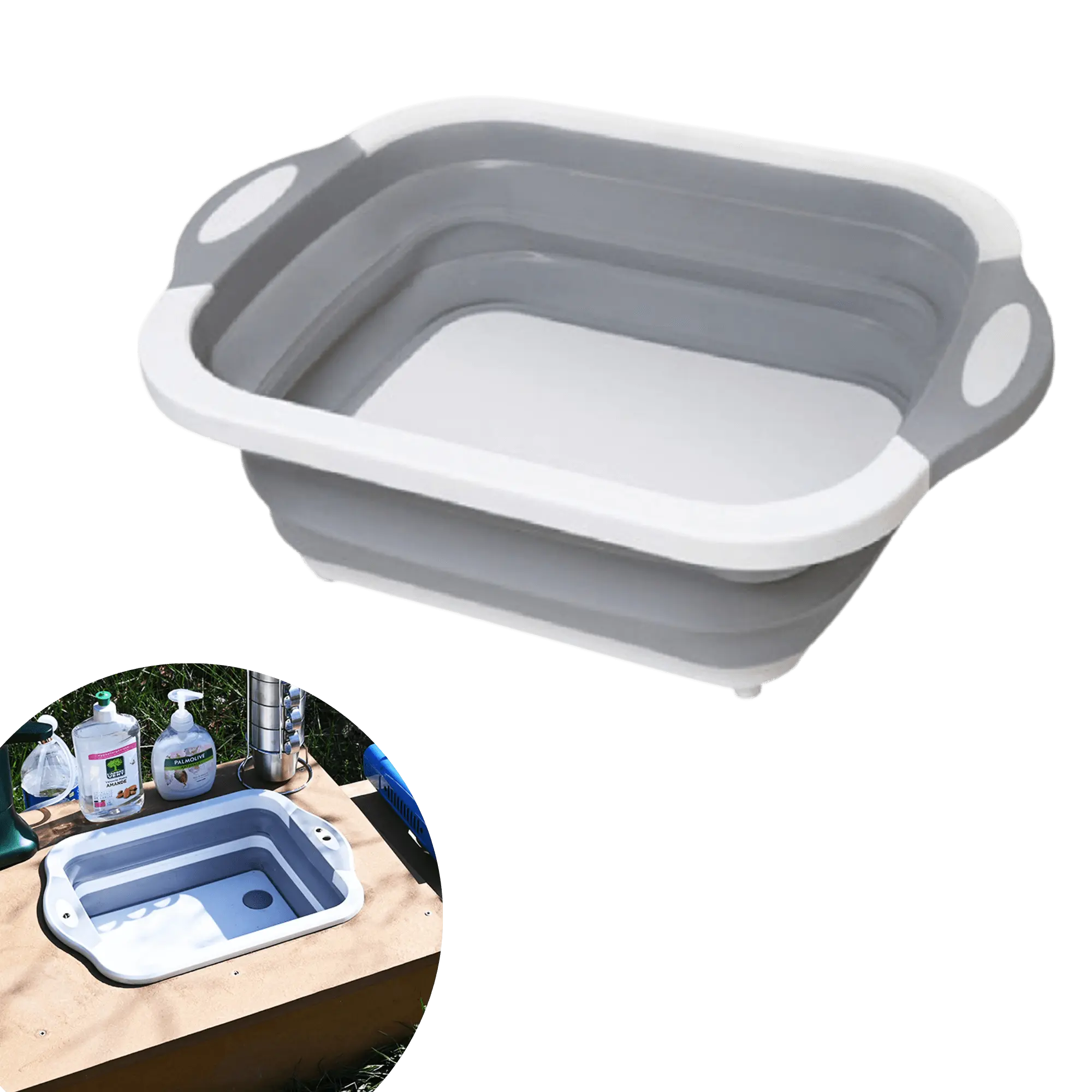 Évier pliable en silicone pour camping et planche à découper portable en plein air