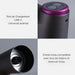 Détails du robinet électrique de camping avec charge USB-C, compatible avec des bidons et réservoirs d’eau, couleur noire et violette.