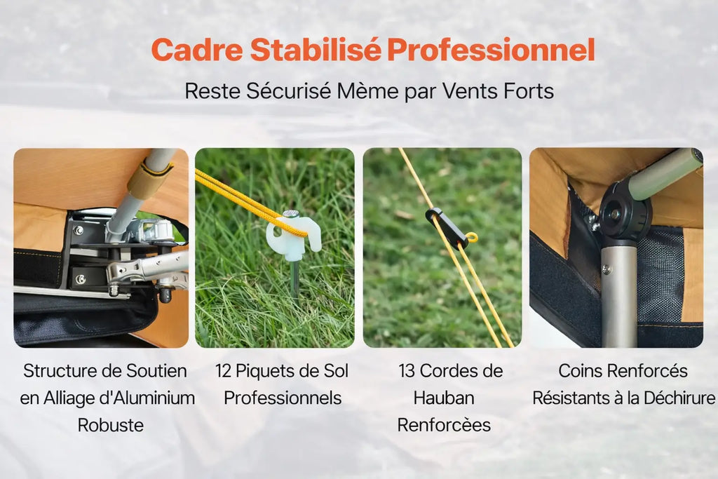 Auvent 270° : tissu renforcé, PU3000, UV50+