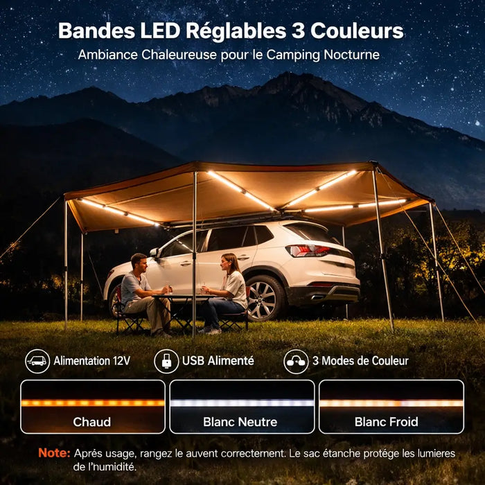 Auvent autoportant 270° Latéral pour Véhicule 6,09 x 2,10 m – UV50+, PU3000 mm Woody's Camp