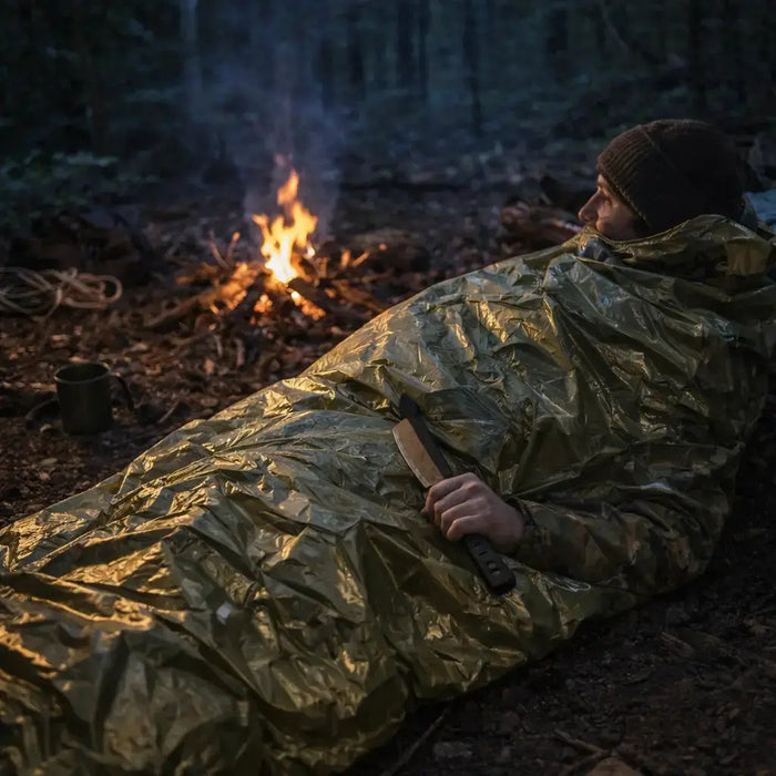 Sac de Couchage de Survie d’Urgence – Thermique Ultra-Compact Woody’s Camp