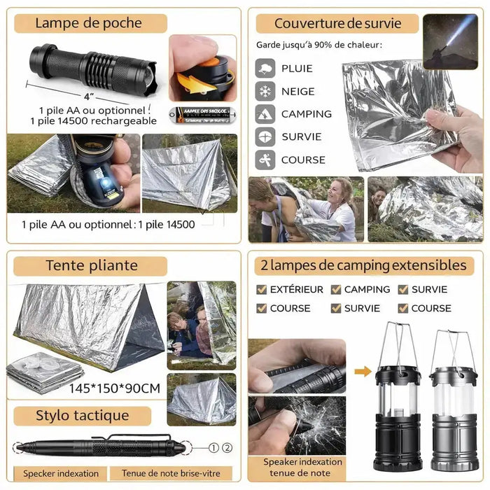 Sac tactique de Survie 72H Complet–80L + 30+ Équipements Outdoor Woody’s Camp