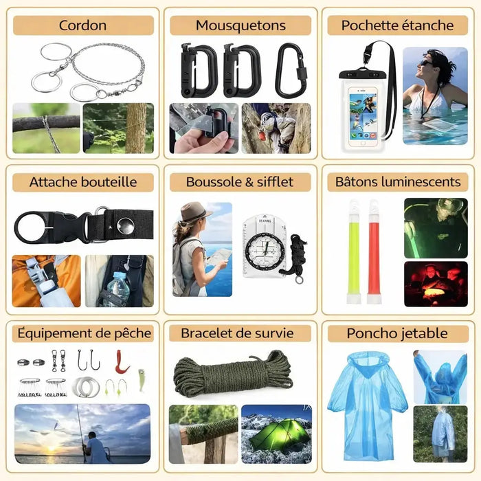 Kit Autonomie Survie 72H+–Équipement Complet pour 2 à 3 Personnes Woody’s Camp