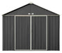 EZEE Shed Steel Storage 10 x 8 ft. Galvanized Extra High Gable Charcoal with Cream Trim