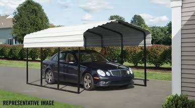 Steel Carport 10 x 20 x 7 ft. Galvanized Black/Eggshell