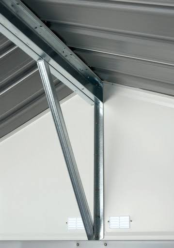 EZEE Shed Steel Storage 10 x 8 ft. Galvanized Extra High Gable Charcoal with Cream Trim