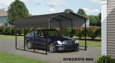 Steel Carport 10 x 24 x 7 ft. Galvanized Black/Charcoal