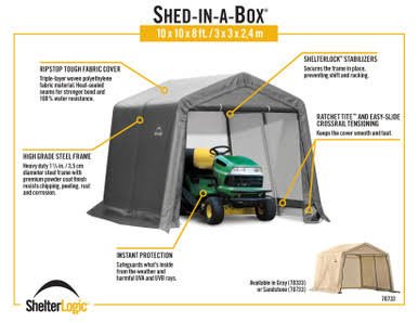 ShelterLogic Shed-in-a-Box 10 x 10 x 8 ft Peak Gray