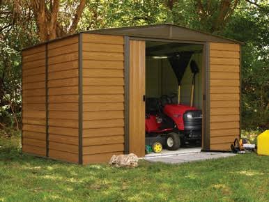 Woodridge 10 x 8 ft. Steel Storage Shed Coffee/Woodgrain