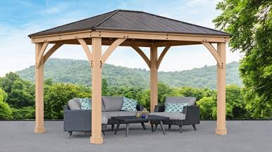 Yardistry 10 x 12 Meridian Gazebo with Cedar Wood & Aluminum Roof