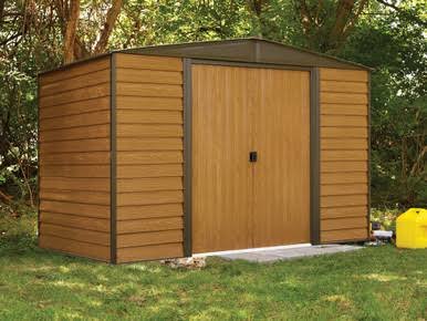 Woodridge 10 x 6 ft. Steel Storage Shed Coffee/Woodgrain