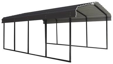 Steel Carport 12 x 20 x 7 ft. Galvanized Black/Charcoal, Snow Rated (35 PSF)