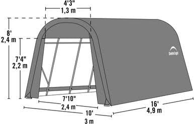 ShelterCoat 10 x 16 ft. Wind and Snow Rated Garage Round Gray STD