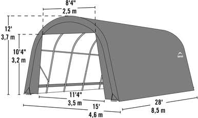 ShelterCoat 15 x 28 ft. Wind and Snow Rated Garage Round Green STD
