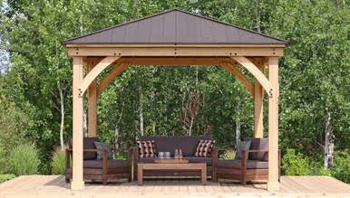 Yardistry Meridian Gazebo with Cedar Wood & Aluminum Roof (12 ft. x 12 ft.)