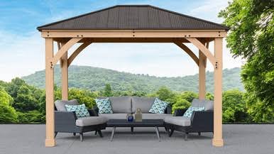 Yardistry 10 x 12 Meridian Gazebo with Cedar Wood & Aluminum Roof