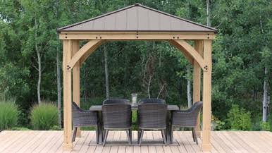 Yardistry Meridian Gazebo with Cedar Wood & Aluminum Roof (10 ft. x 10 ft.)
