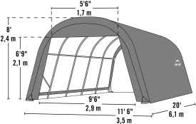 ShelterCoat 12 x 20 ft. Wind and Snow Rated Garage Round Gray STD