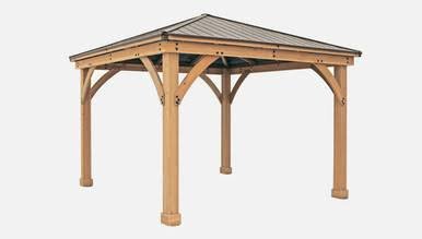 Yardistry Meridian Gazebo with Cedar Wood & Aluminum Roof (12 ft. x 12 ft.)