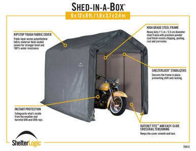ShelterLogic Shed-in-a-Box 6 x 12 x 8 ft Peak Gray