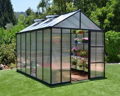 Canopia by Palram Glory 8 ft. x 12 ft. Greenhouse Kit - Grey Structure & Frost Multi Wall Panels