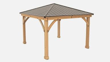 Yardistry Meridian Gazebo with Cedar Wood & Aluminum Roof (12 ft. x 12 ft.)