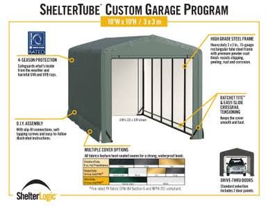 ShelterLogic ShelterTube Wind and Snow-Load Rated Garage, 10x14x10