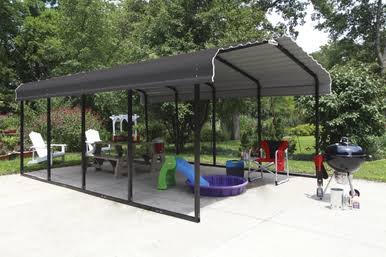 Steel Carport 12 x 20 x 7 ft. Galvanized Black/Charcoal, Snow Rated (35 PSF)
