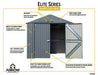 Arrow Elite Steel Storage Shed, 8x6, Anthracite