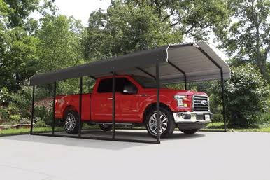 Steel Carport 12 x 20 x 7 ft. Galvanized Black/Charcoal, Snow Rated (35 PSF)