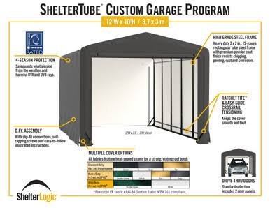 ShelterLogic ShelterTube Wind and Snow-Load Rated Garage, 12x27x10