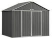 EZEE Shed Steel Storage 10 x 8 ft. Galvanized Extra High Gable Charcoal with Cream Trim