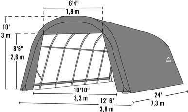 ShelterCoat 13 x 24 ft. Wind and Snow Rated Garage Round Gray STD