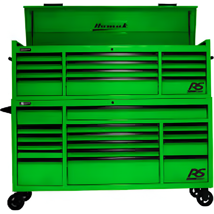 Homak Manufacturing 72" RS Pro 12-Drawer Top Chest and 16-Drawer Roller Cabinet Combo - Lime Green HOMLG07072280