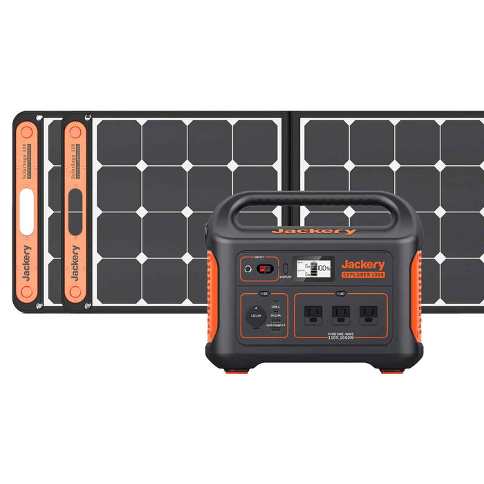 Jackery Explorer 1000 Portable Power Station and 2 x 100W Solar Panels T1G2SP1000G100S P