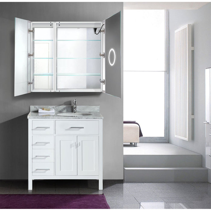 Krugg Svange 36" X 36" LED Bi-View Medicine Cabinet with Dimmer & Defogger RIGHT HINGE SVANGE3636R