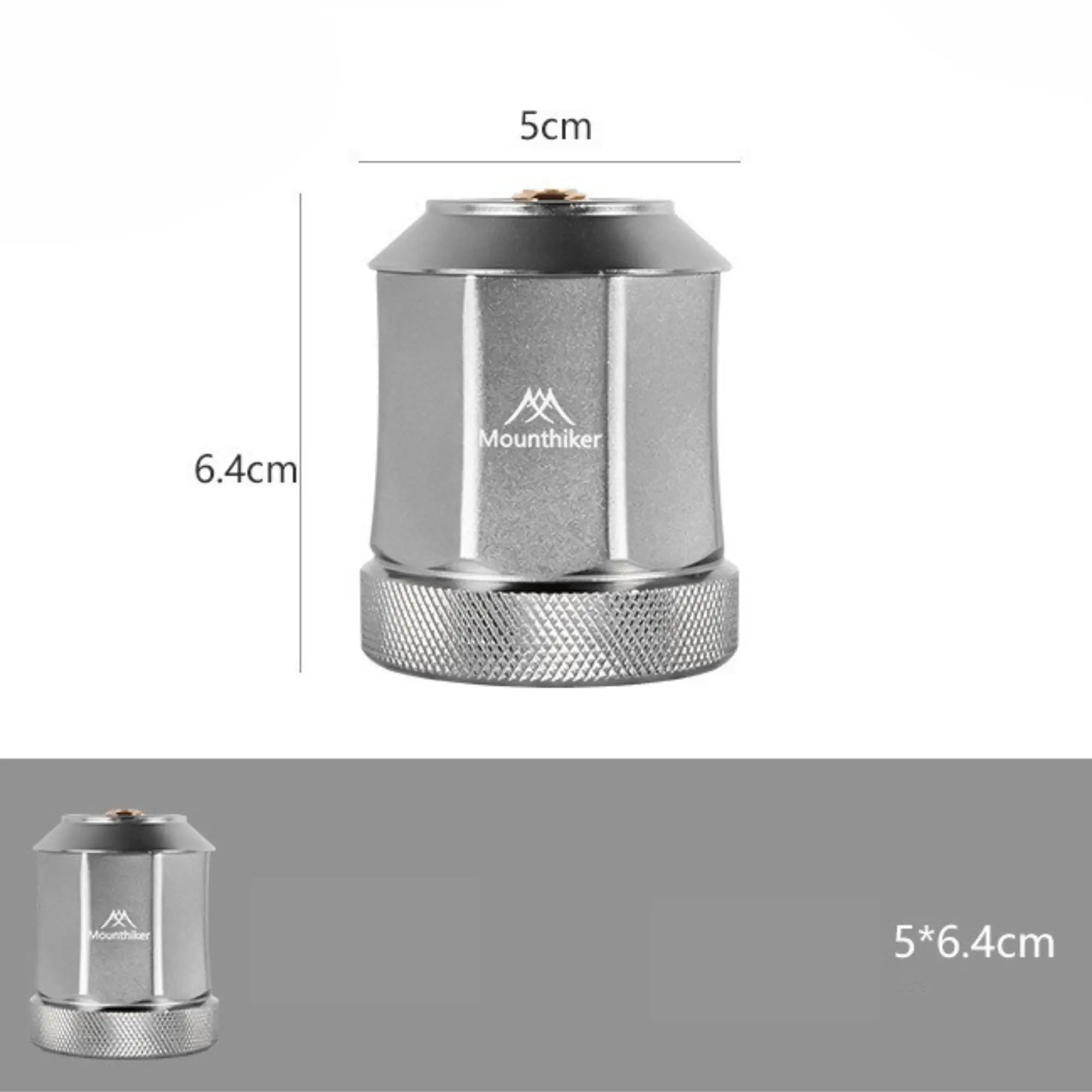 Adaptateur de lampe lanterne à gaz de camping, gris, dimensions 5x6.4 cm, idéal pour une utilisation en plein air.