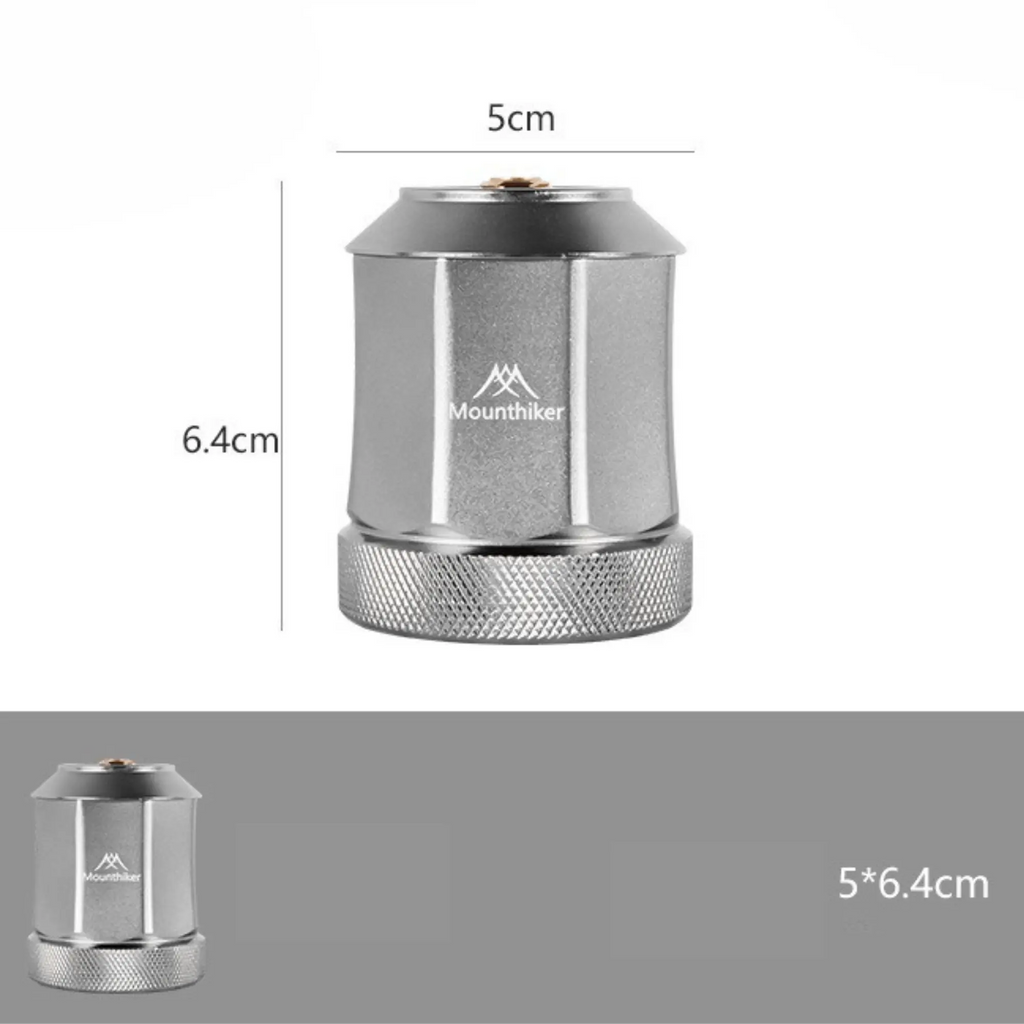 Adaptateur de lampe lanterne à gaz de camping, gris, dimensions 5x6.4 cm, idéal pour une utilisation en plein air.